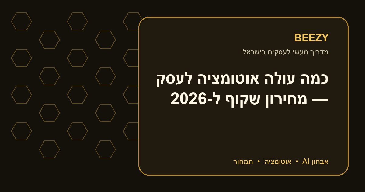 כמה עולה אוטומציה לעסק — מחירון שקוף ל-2026