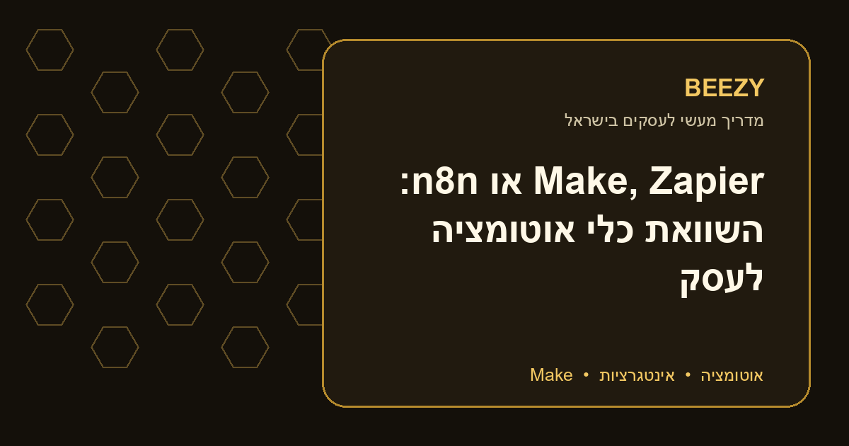 Make, Zapier או n8n: השוואת כלי אוטומציה לעסק